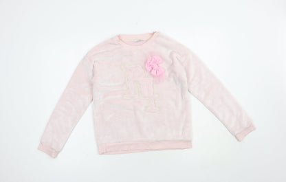 River Island Girls Pink  Polyester Pullover Sweatshirt Size 11-12 Years  Pullover