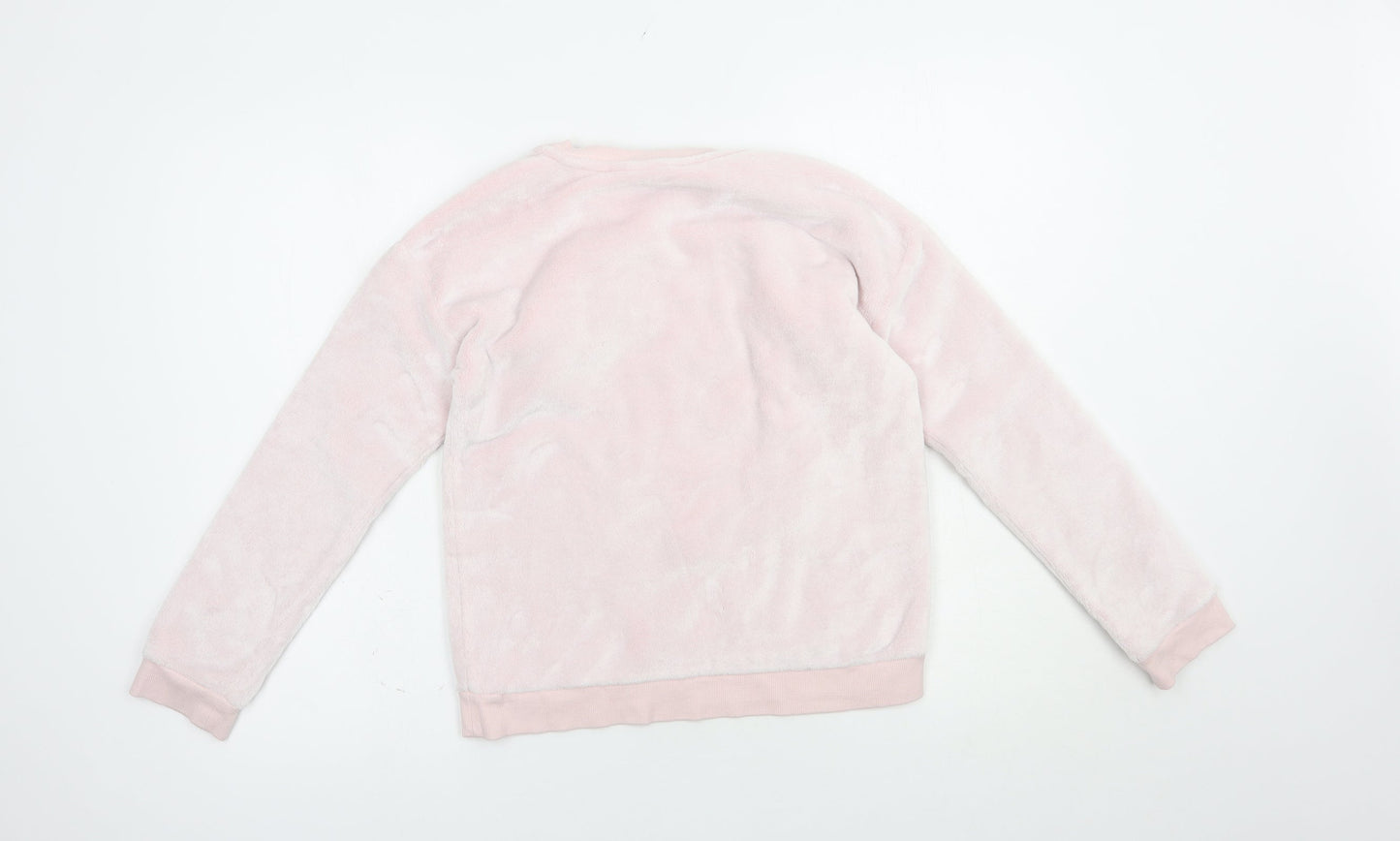 River Island Girls Pink  Polyester Pullover Sweatshirt Size 11-12 Years  Pullover