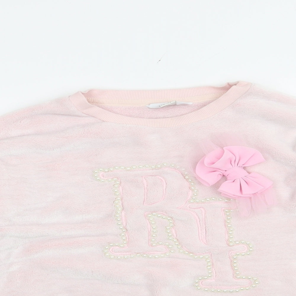 River Island Girls Pink  Polyester Pullover Sweatshirt Size 11-12 Years  Pullover