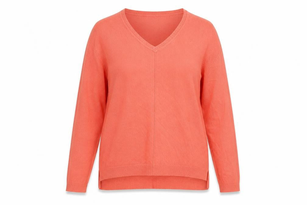 Marks & Spencer Womens Pink V-Neck  Viscose Pullover Jumper Size 14