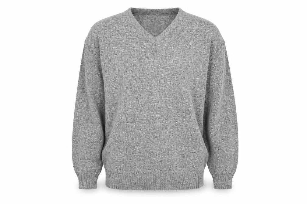 Premier Man Mens Grey V-Neck  Acrylic Pullover Jumper Size M