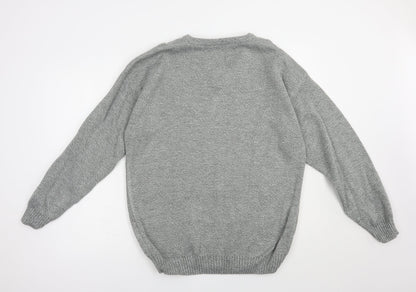 Premier Man Mens Grey V-Neck  Acrylic Pullover Jumper Size M