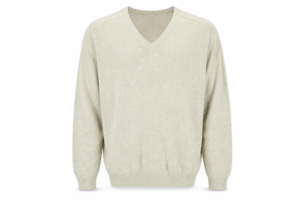 Premier Man Mens Beige V-Neck  Acrylic Pullover Jumper Size M