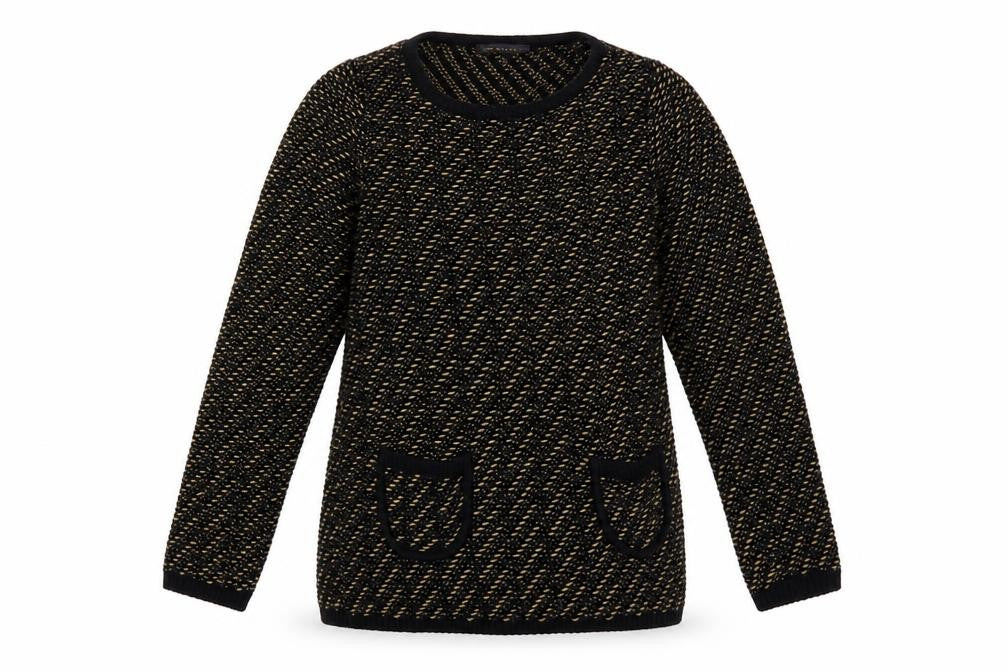 Marks & Spencer Womens Black Boat Neck Geometric Acrylic Pullover Jumper Size 10