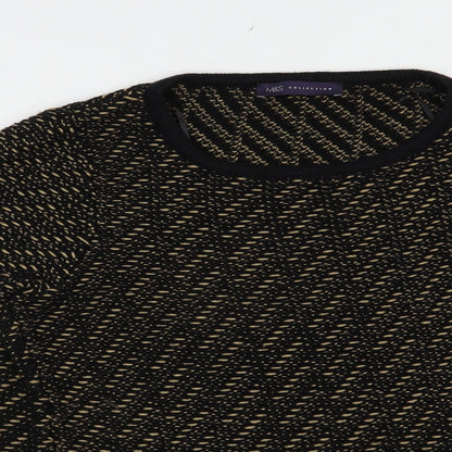 Marks & Spencer Womens Black Boat Neck Geometric Acrylic Pullover Jumper Size 10