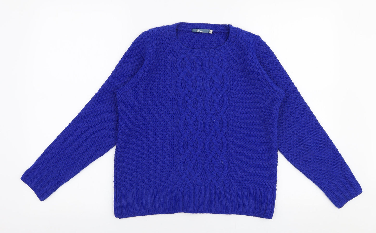 Evie Womens Blue Round Neck  Acrylic Pullover Jumper Size 8