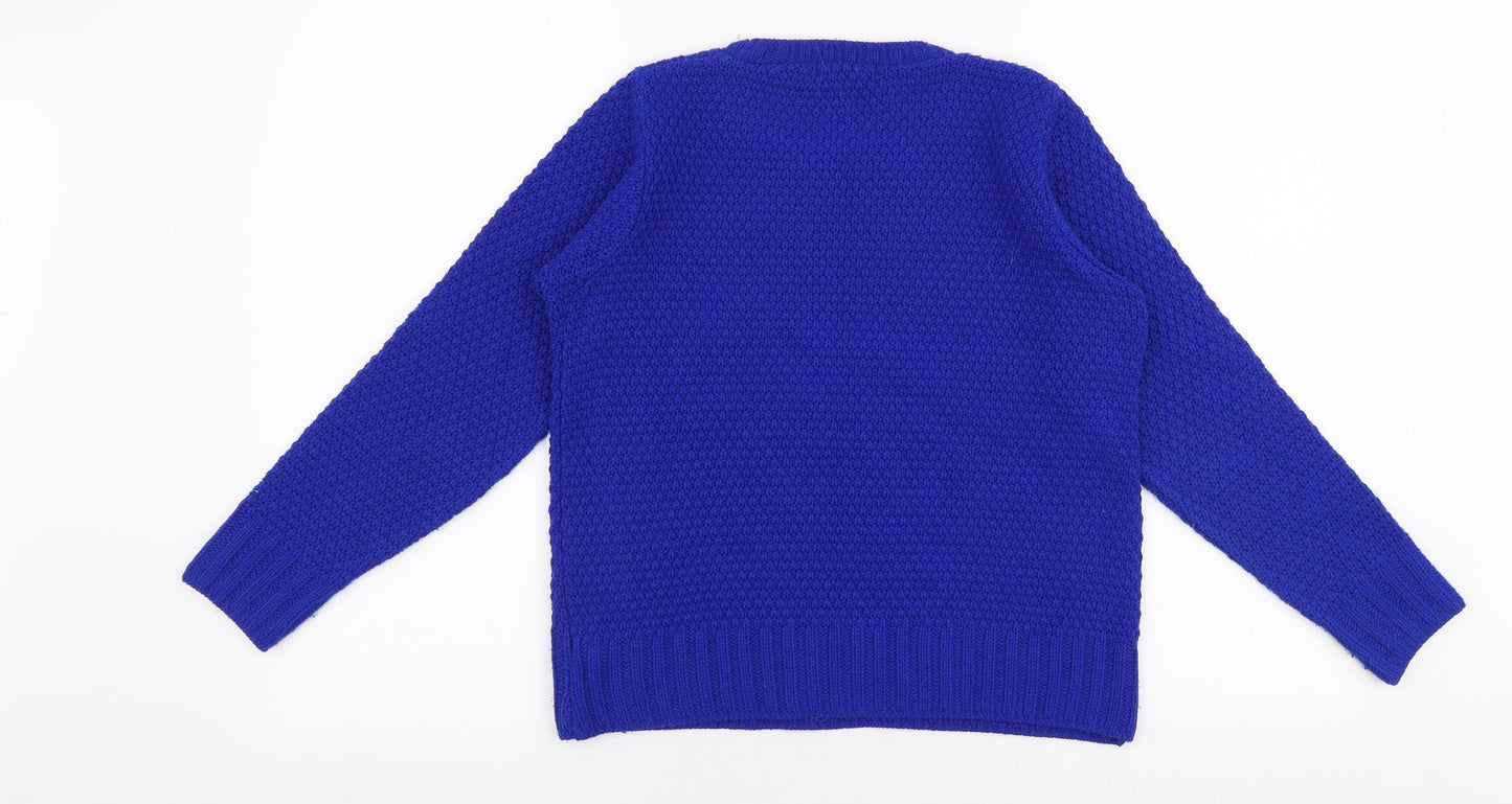 Evie Womens Blue Round Neck  Acrylic Pullover Jumper Size 8