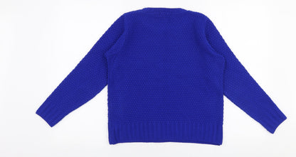 Preloved Evie Womens Blue Round Neck  Acrylic Pullover Jumper Size 8 - Back