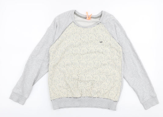 NEXT Girls Grey  100% Cotton Pullover Sweatshirt Size 11 Years  Pullover