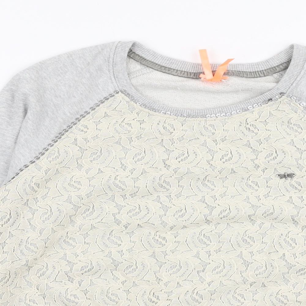 NEXT Girls Grey  100% Cotton Pullover Sweatshirt Size 11 Years  Pullover