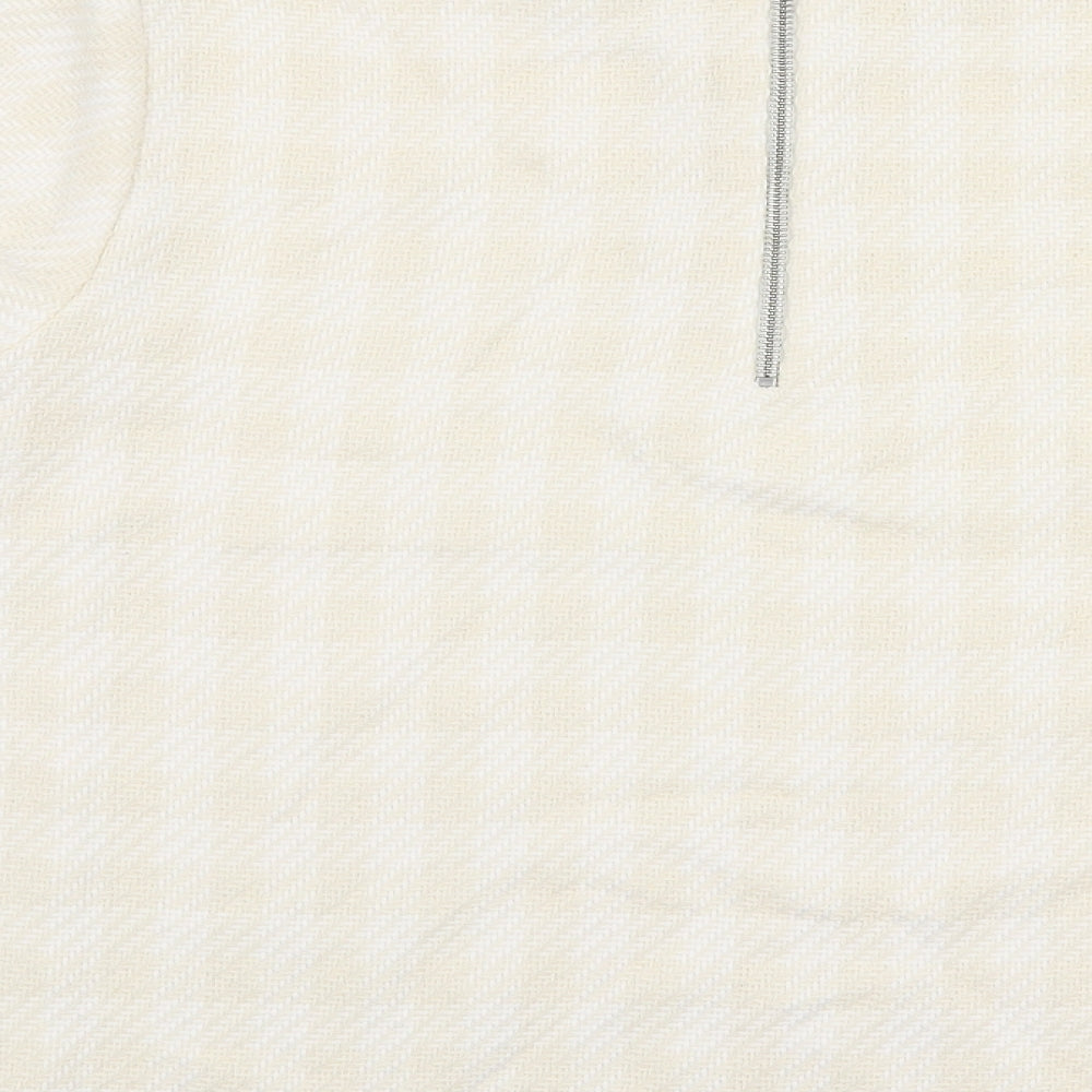 Mango Womens Ivory Round Neck Check Cotton Pullover Jumper Size L