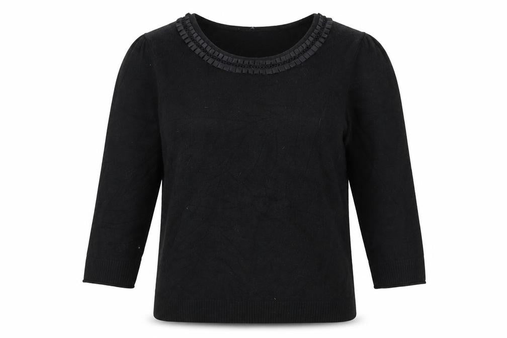 Per Una Womens Black Round Neck  Acrylic Pullover Jumper Size 12