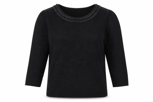 Per Una Womens Black Round Neck  Acrylic Pullover Jumper Size 12