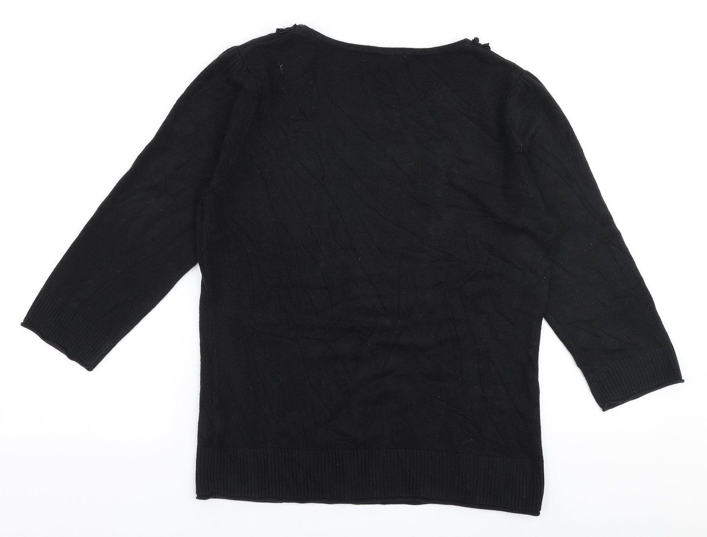 Per Una Womens Black Round Neck  Acrylic Pullover Jumper Size 12