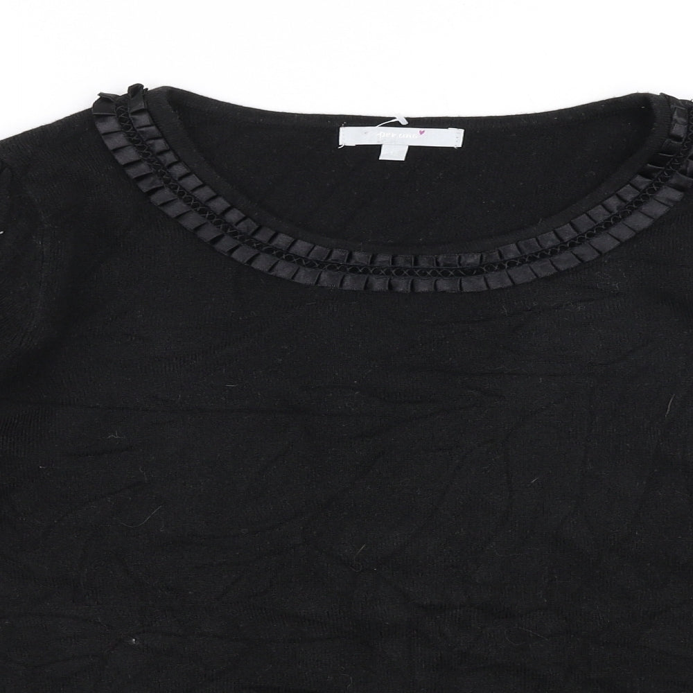 Per Una Womens Black Round Neck  Acrylic Pullover Jumper Size 12