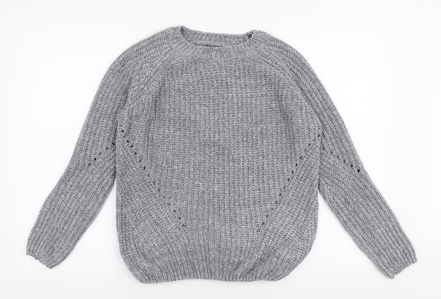 Primark Womens Grey Round Neck  Polyester Pullover Jumper Size S