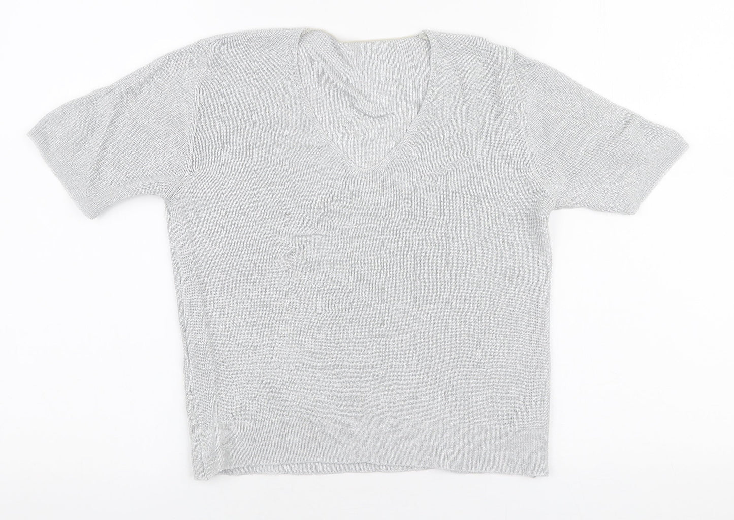 Marks and Spencer Womens Grey  Viscose Basic T-Shirt Size 10 V-Neck