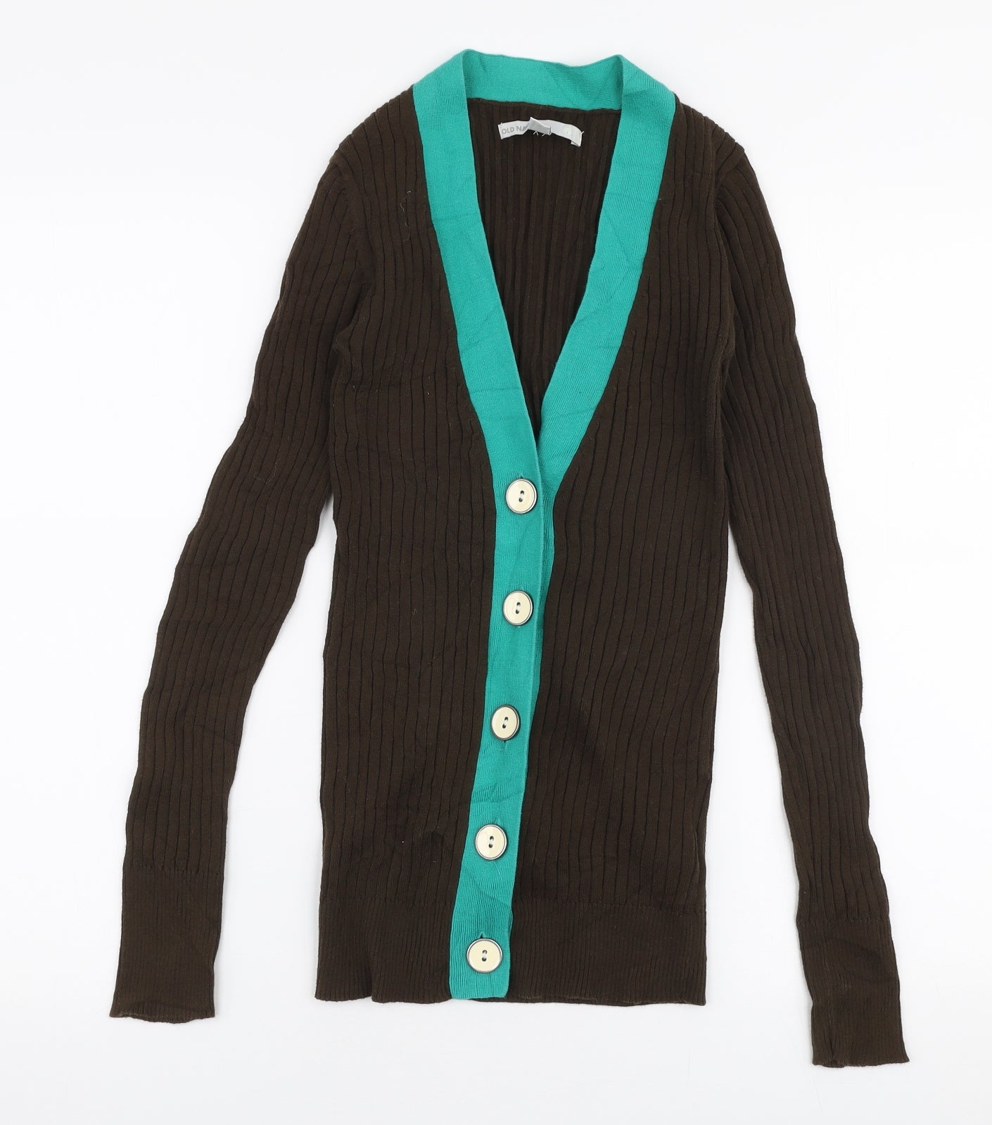 Old Navy Womens Brown V-Neck  Polyester Cardigan Jumper Size XS
