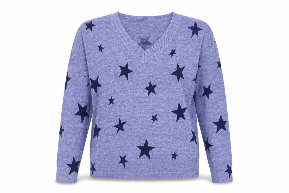 Marks & Spencer Womens Blue Boat Neck  Cotton Pullover Jumper Size S   - Stars