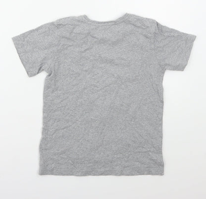 Preloved Preworn Boys Grey  Cotton Basic T-Shirt Size 7-8 Years Crew Neck Pullover - Dabasaur - Back