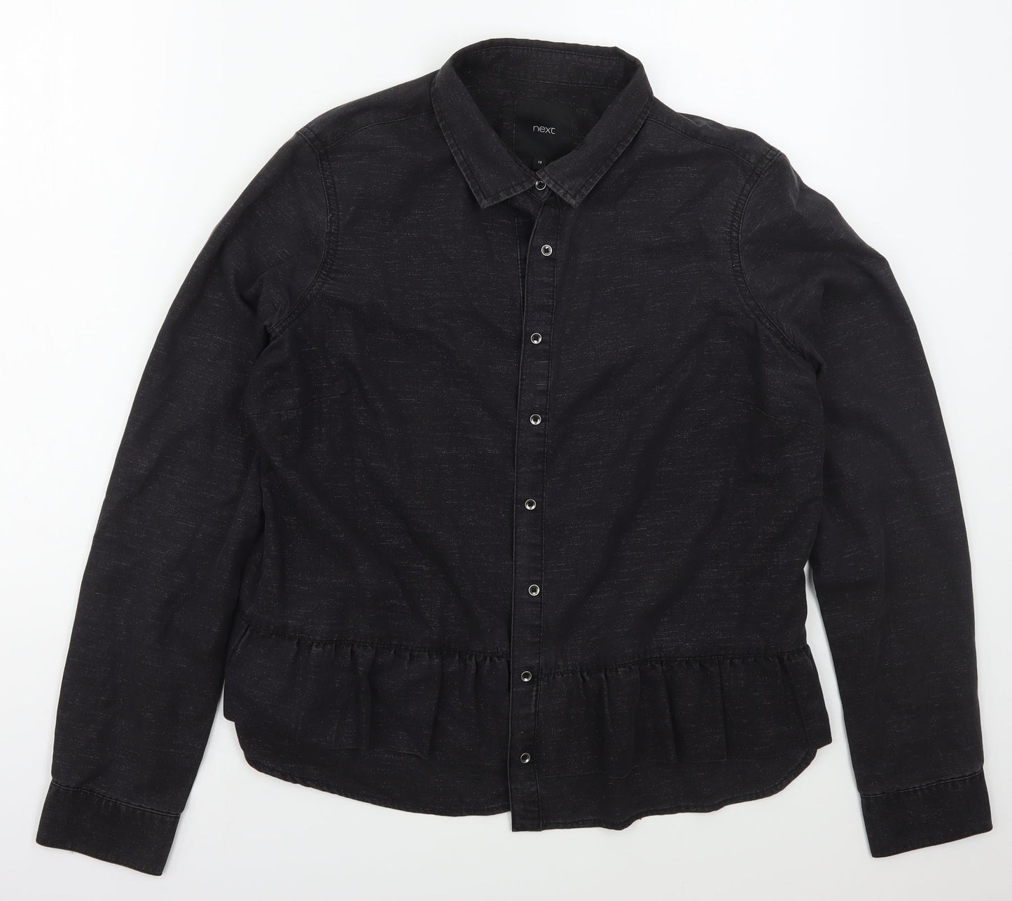 NEXT Womens Grey  Polyester Basic Button-Up Size 14 Collared