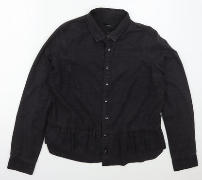 Next Womens Grey  Polyester Basic Button-Up Size 14 Collared