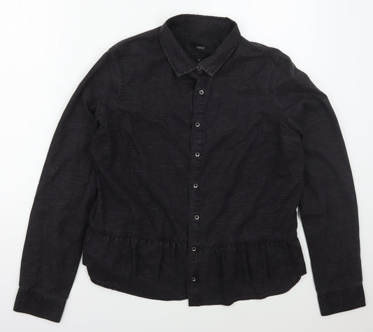 NEXT Womens Grey  Polyester Basic Button-Up Size 14 Collared