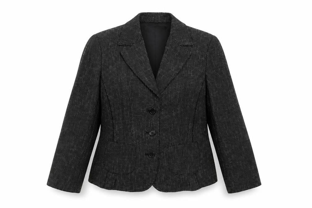 Papaya Womens Black Geometric Polyester Jacket Suit Jacket Size 14