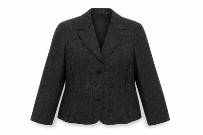 Papaya Womens Black Geometric Polyester Jacket Suit Jacket Size 14