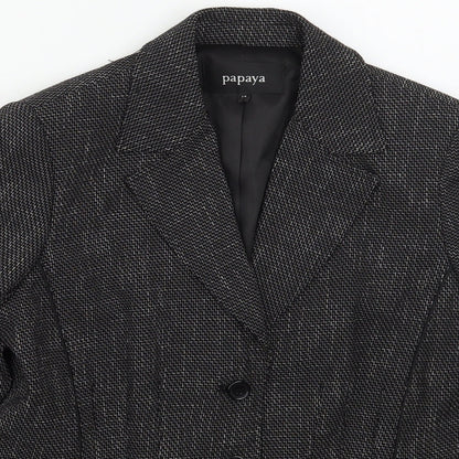 Papaya Womens Black Geometric Polyester Jacket Suit Jacket Size 14