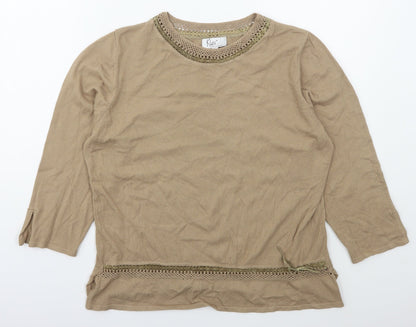 Preloved Klass Womens Beige Crew Neck  Viscose Pullover Jumper Size L - Front