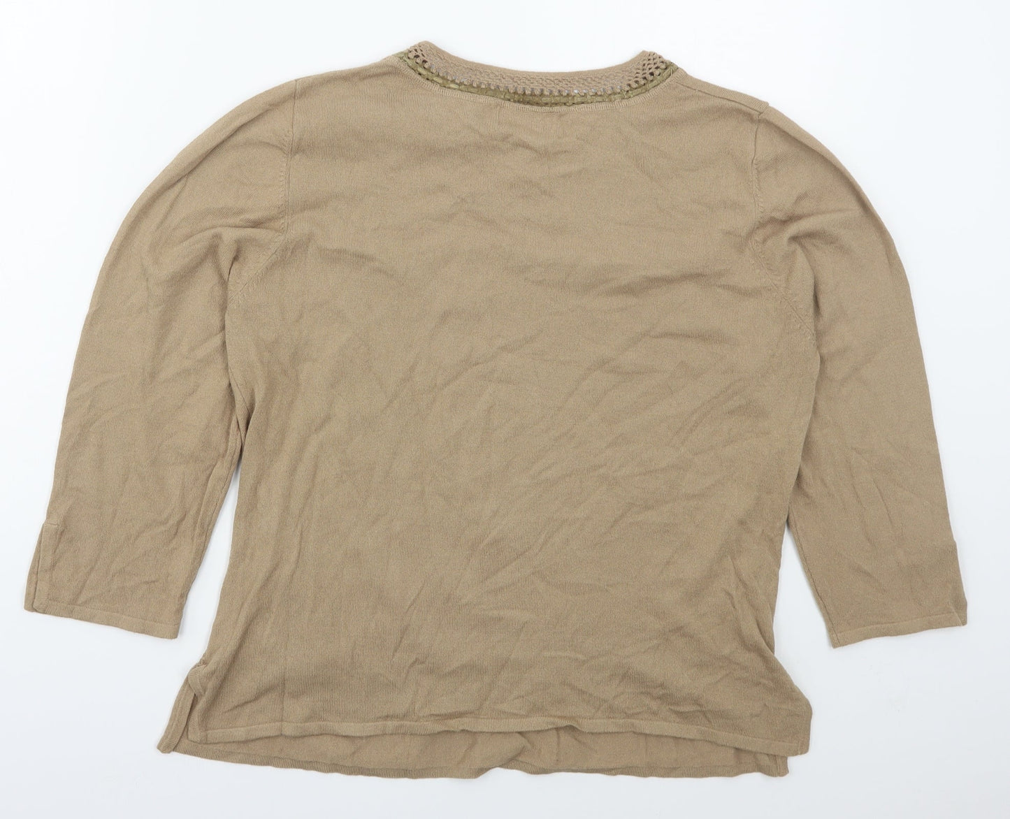 Klass Womens Beige Crew Neck  Viscose Pullover Jumper Size L