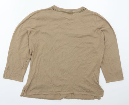 Preloved Klass Womens Beige Crew Neck  Viscose Pullover Jumper Size L - Back