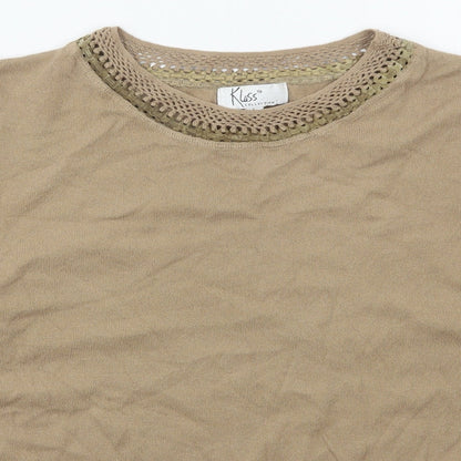 Preloved Klass Womens Beige Crew Neck  Viscose Pullover Jumper Size L - Detail