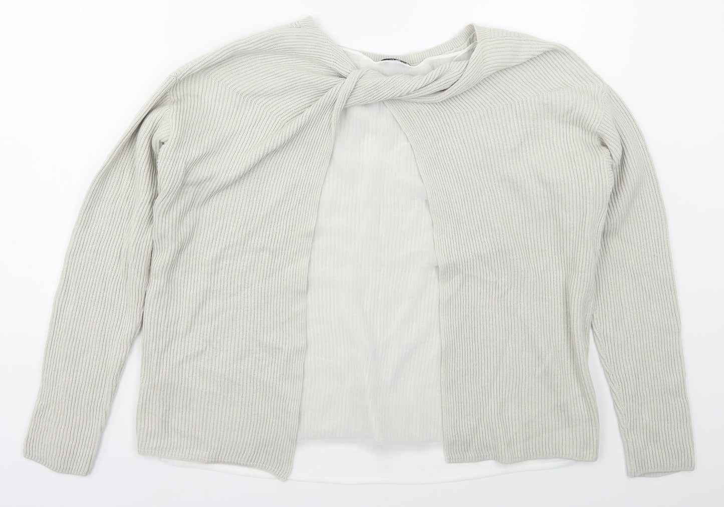 Sonder Studio Womens Grey Boat Neck  Acrylic Pullover Jumper Size 12