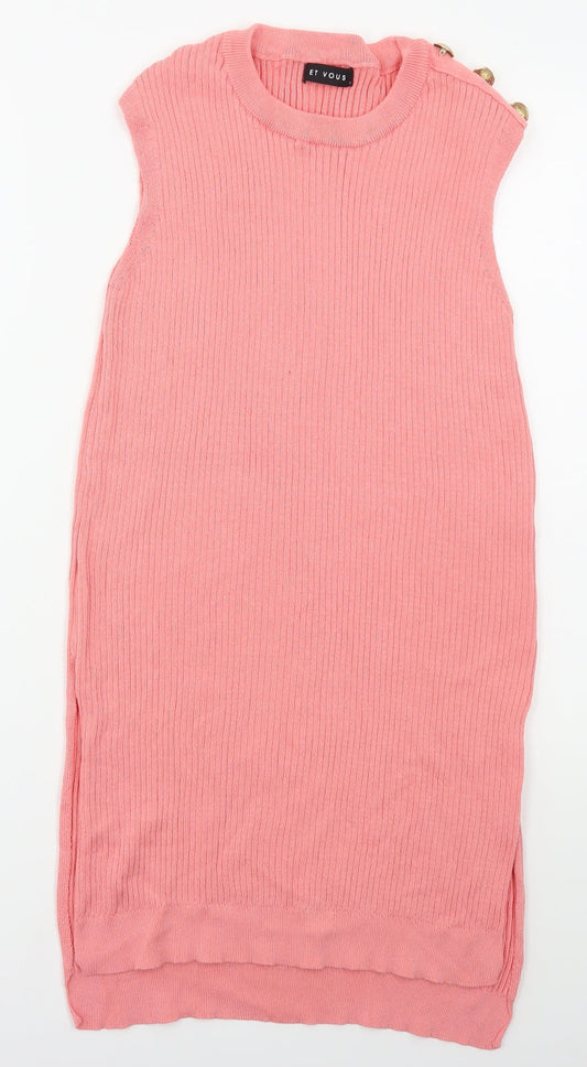 Matalan Womens Pink Crew Neck  Viscose Vest Jumper Size M