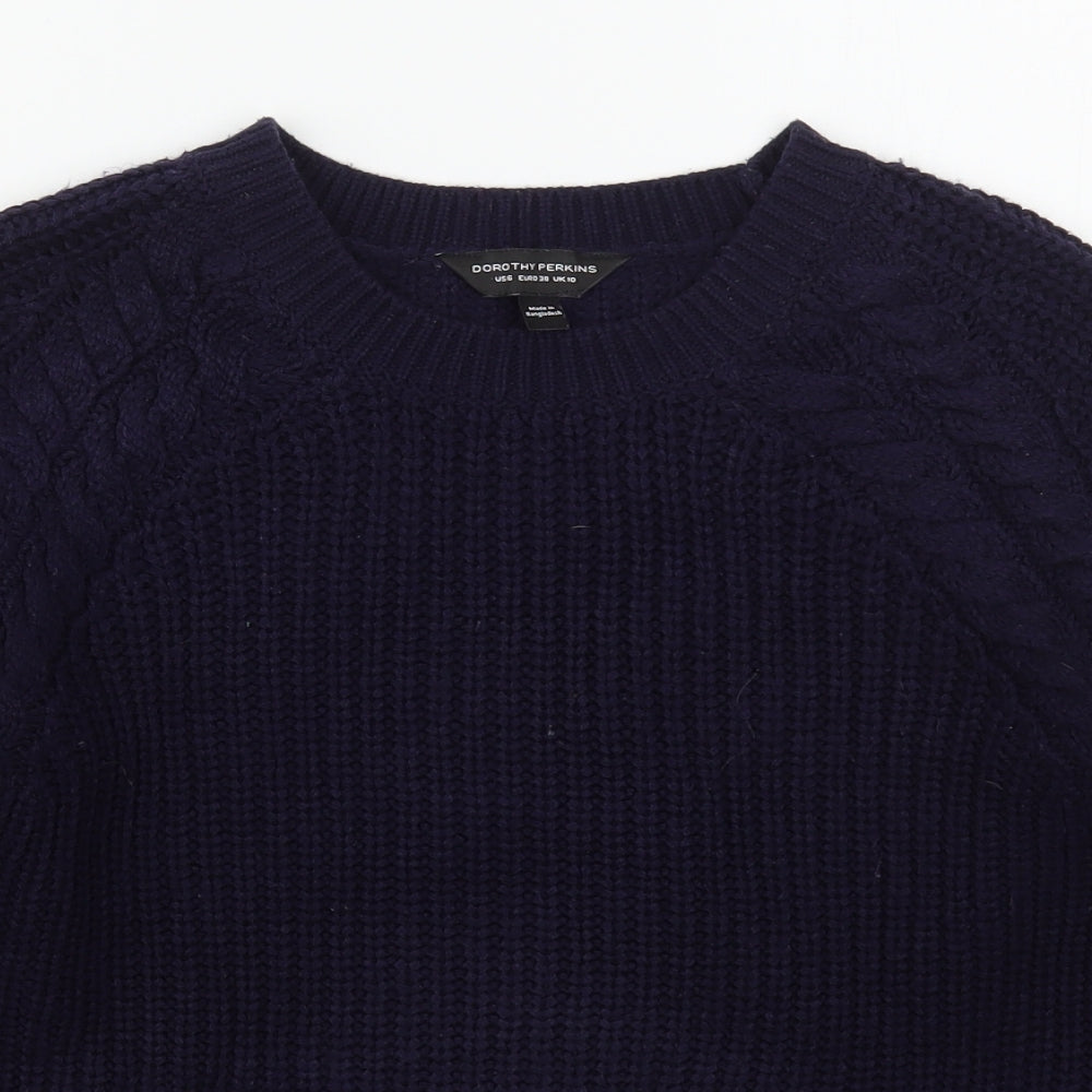 Dorothy Perkins Womens Blue Crew Neck  Acrylic Pullover Jumper Size 10