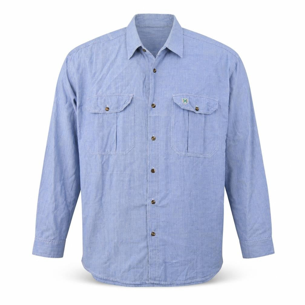 Venetti Mens Blue  Cotton  Button-Up Size M Collared Button
