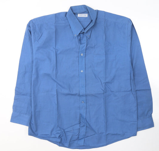 Infuse Mens Blue  Polyester  Button-Up Size XL Collared Button