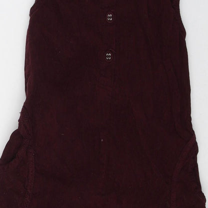 Preloved name it Girls Red  Cotton A-Line  Size 7 Years  Round Neck Button - Label