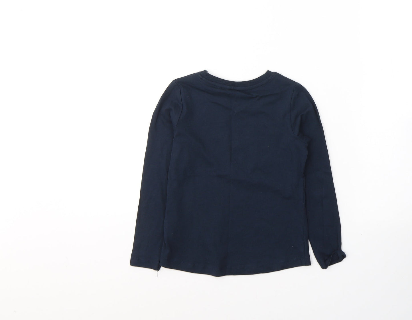 name it Girls Blue Geometric Cotton Basic Casual Size 6 Years Round Neck Pullover - dreams come true
