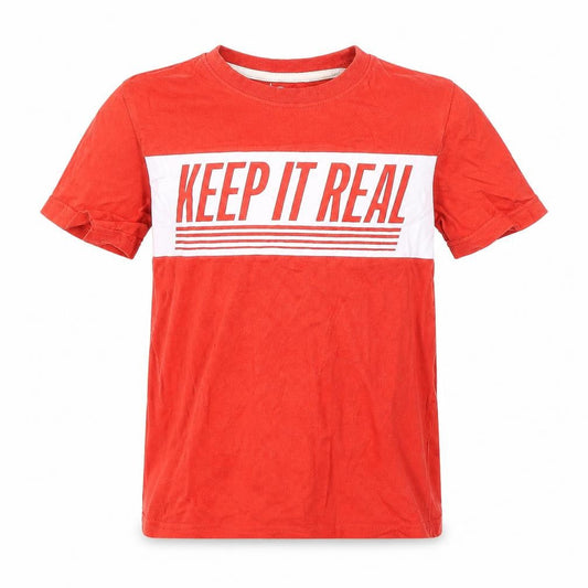 F&F Boys Red  Cotton Basic T-Shirt Size 5-6 Years Round Neck Pullover - Keep it Real