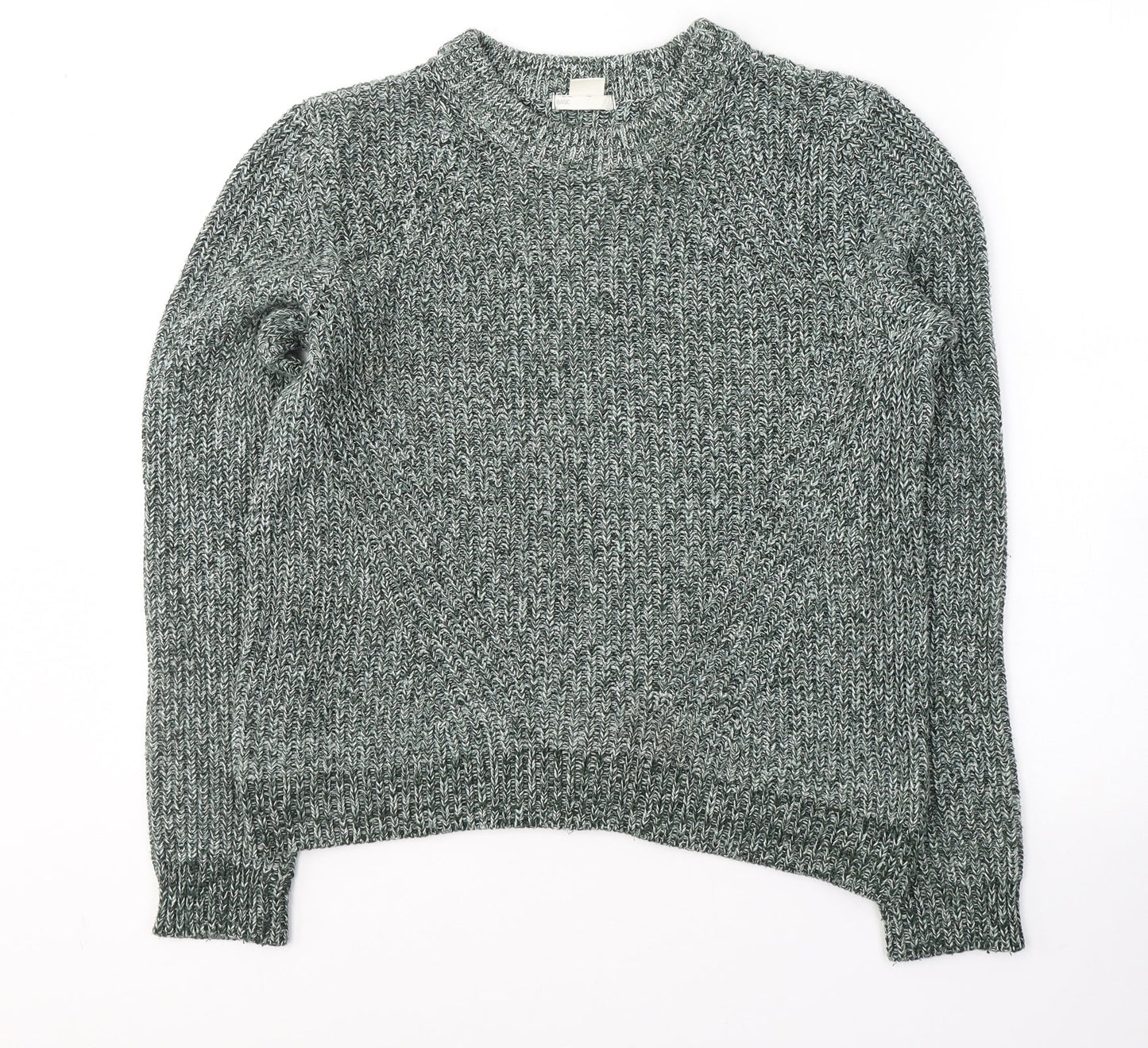 H&M Womens Green Round Neck  Acrylic Pullover Jumper Size M