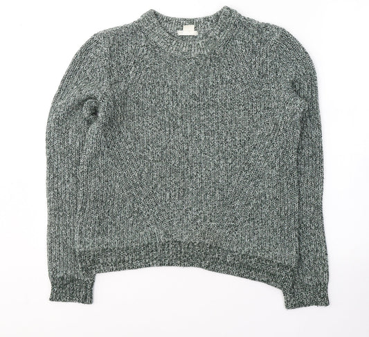 H&M Womens Green Round Neck  Acrylic Pullover Jumper Size M