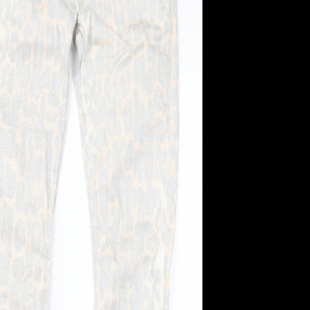 H&M Womens Grey Animal Print Cotton Straight Jeans Size 30 in L32 in Regular Button