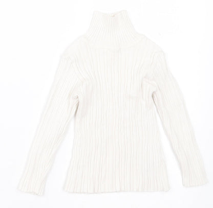 Preloved Nutmeg Girls White Roll Neck  Cotton Pullover Jumper Size 2 Years  Pullover - Front
