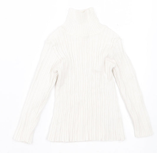 Nutmeg Girls White Roll Neck  Cotton Pullover Jumper Size 2 Years  Pullover