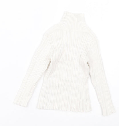 Preloved Nutmeg Girls White Roll Neck  Cotton Pullover Jumper Size 2 Years  Pullover - Back