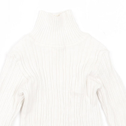 Preloved Nutmeg Girls White Roll Neck  Cotton Pullover Jumper Size 2 Years  Pullover - Detail