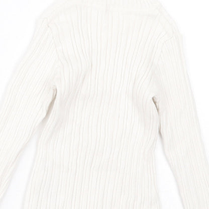 Preloved Nutmeg Girls White Roll Neck  Cotton Pullover Jumper Size 2 Years  Pullover - Label